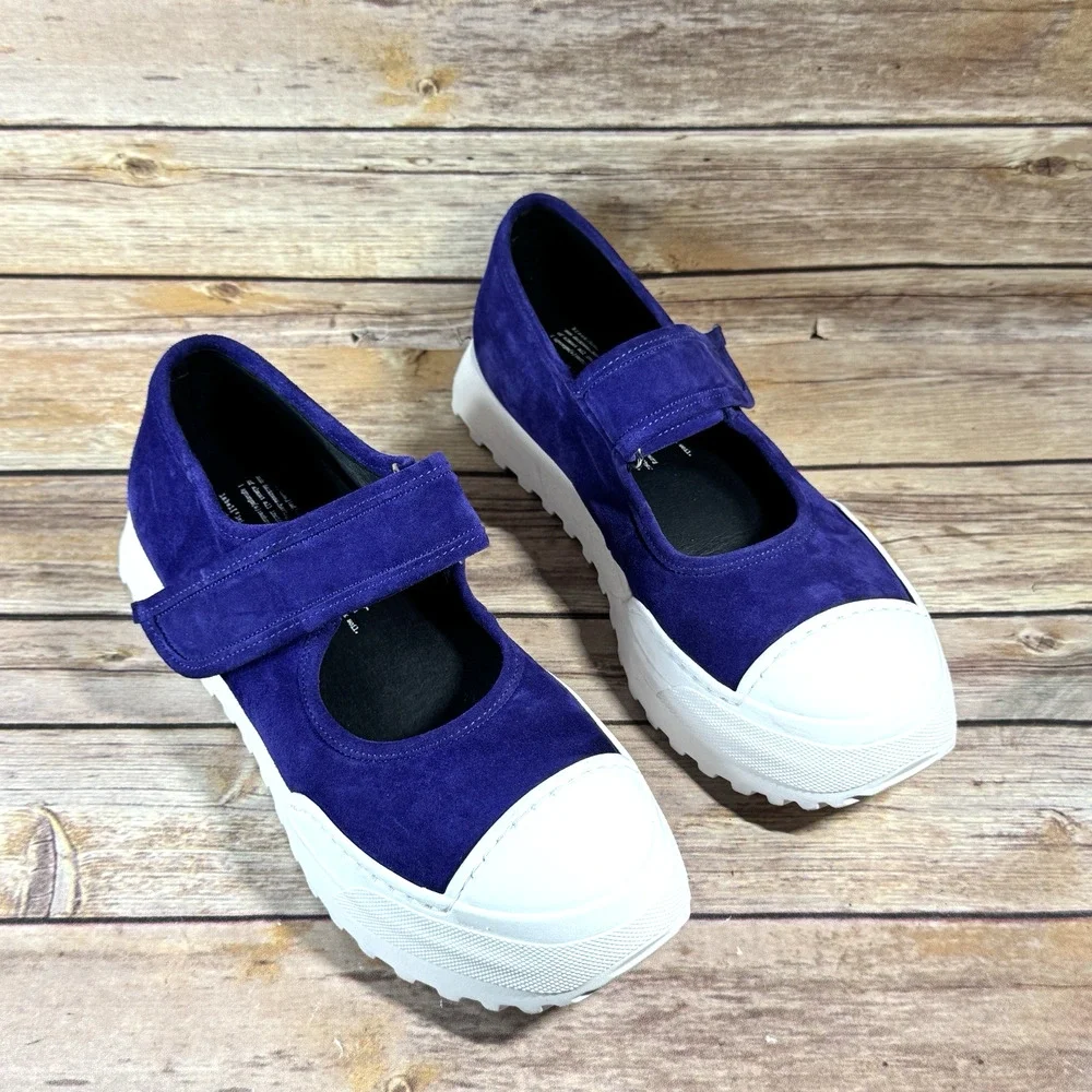 Rundholz Womens Black Label Deep Purple Suede Shoes Mary Jane Sneakers 39/8.5-9